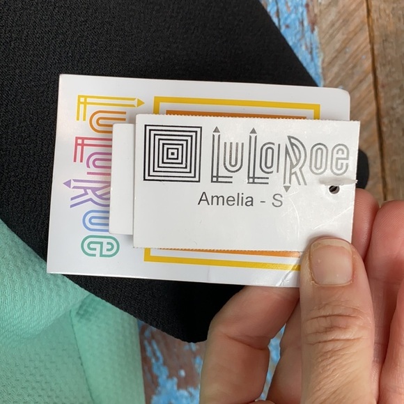 LuLaRoe Amelia Black and Mint Dress With Pockets - Picture 4 of 8